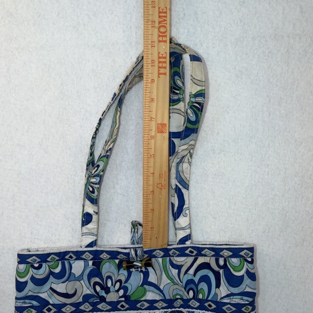 Vera Bradley‎ Quilted Medium Shoulder Bag Purse Mediterranean Blue White Floral - Picture 7 of 14